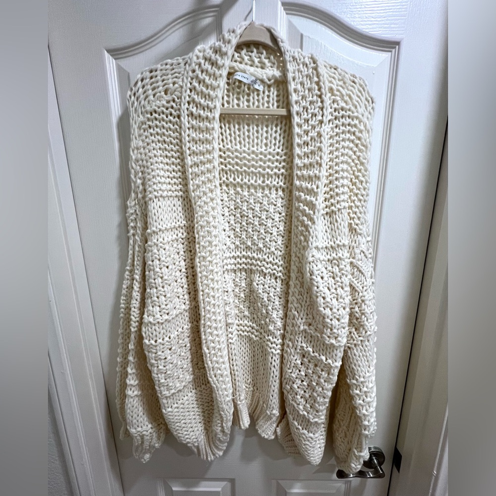 Altar’d State Cream Chunky Knit Open Front Cardigan XL